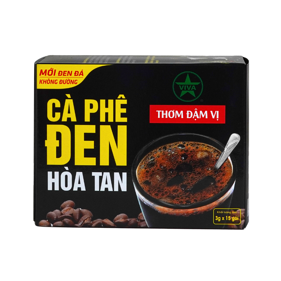 Cà Phê Đen Hòa Tan VIVA 1in1 – Hộp 15 Gói X 3g