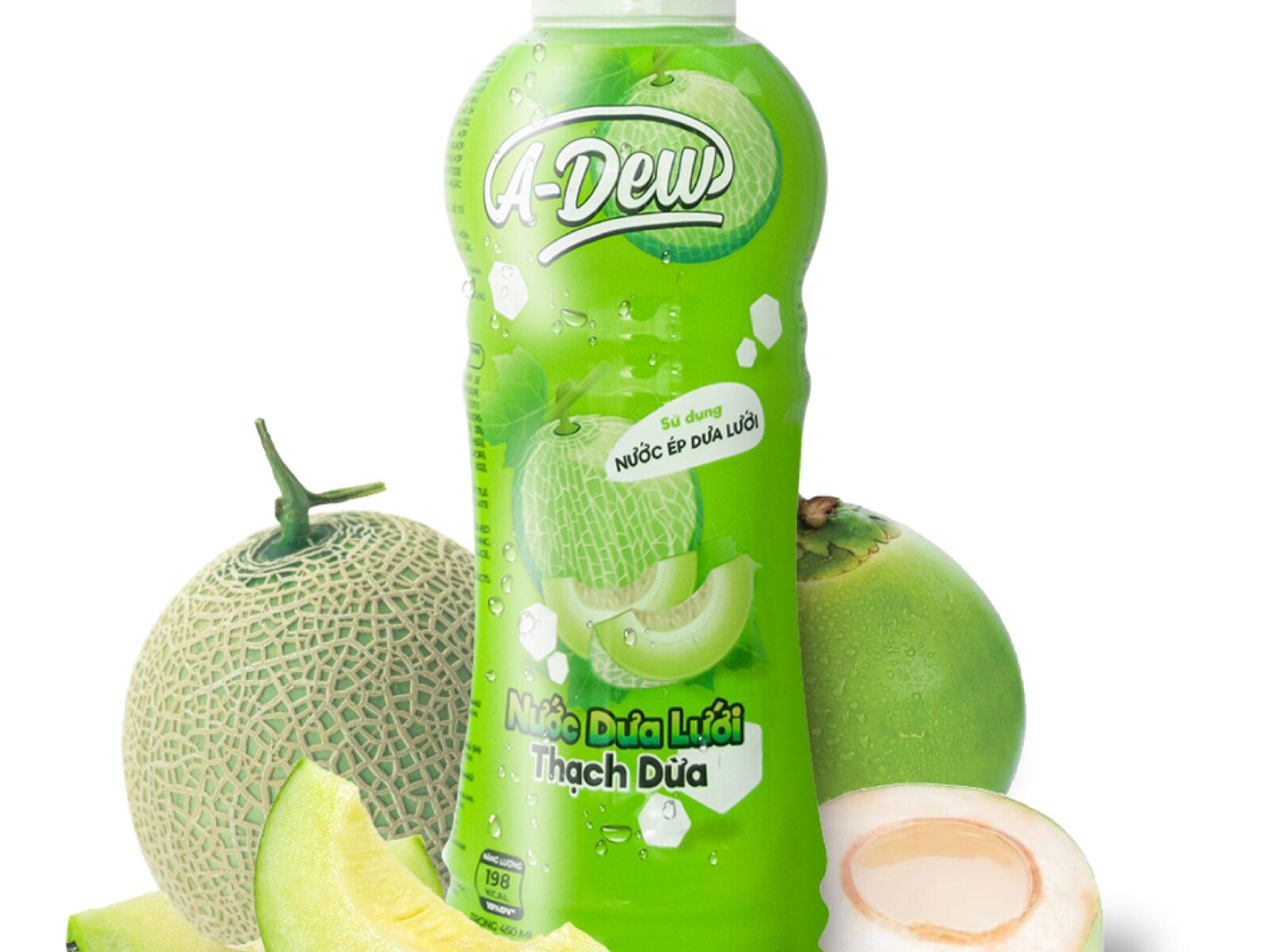 Nước Dưa Lưới Thạch Dừa A-Dew Chai 450ml