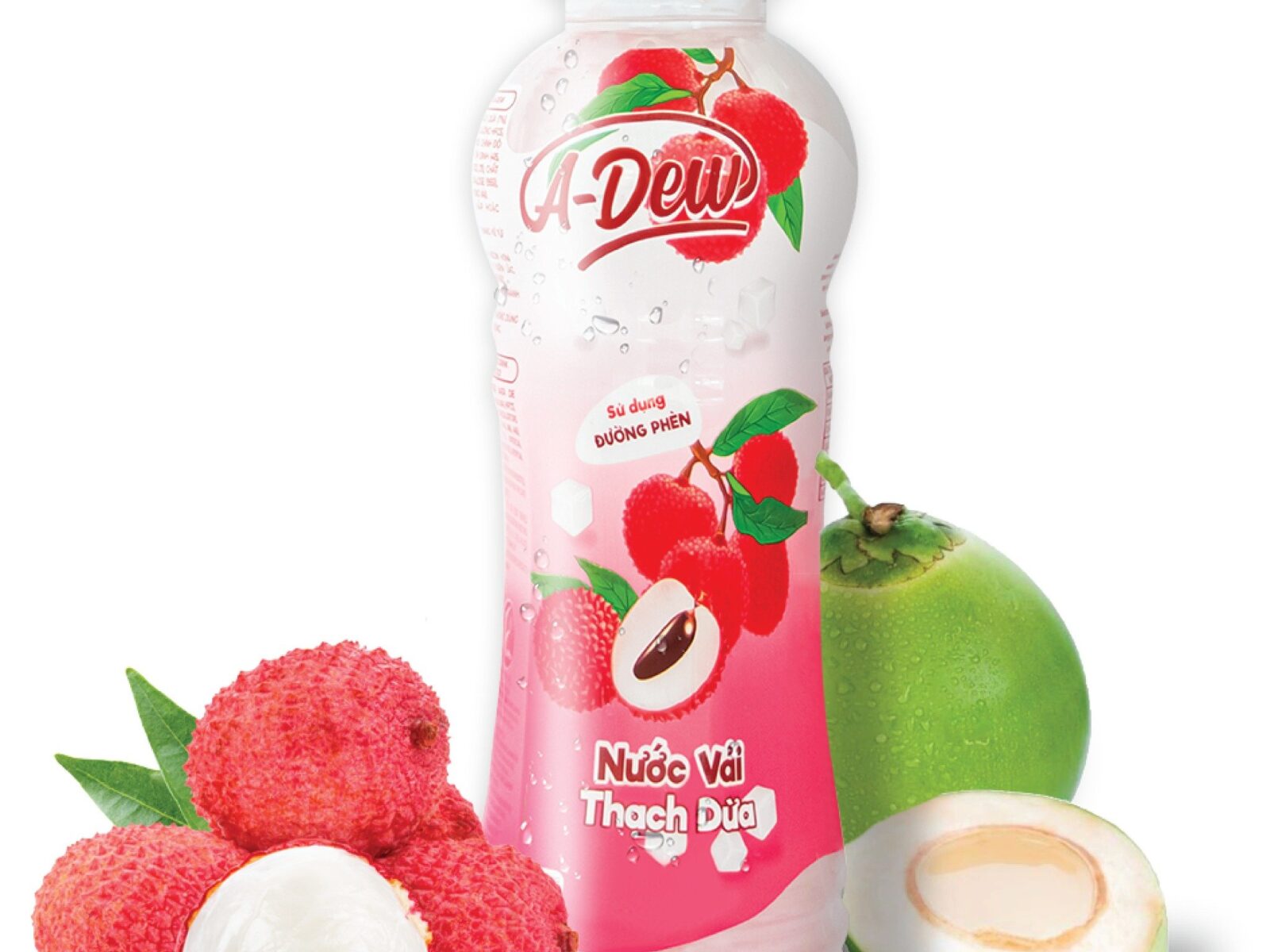Nước Vải Thạch Dừa A-Dew Chai 450ml